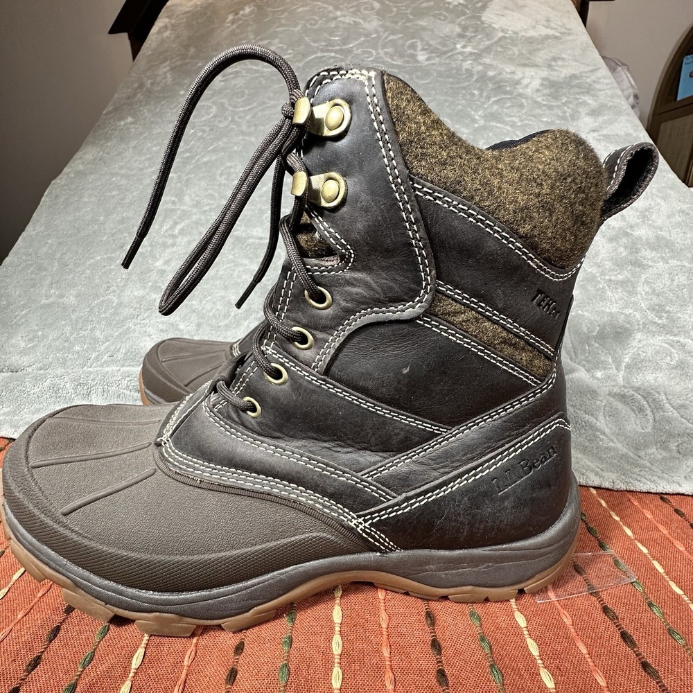 L L Bean Storm Chaser Mens Boots 10.5 Primaloft Tek 2.5 Brown Waterproof Winter